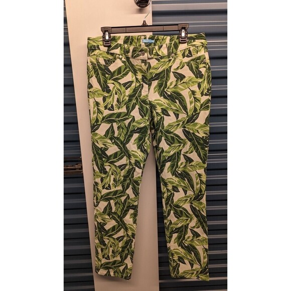 J. McLaughlin Denim - J. MCLAUGHLIN Leaf Print High Waist Cotton Stretch Slim Leg Jeans Size 12